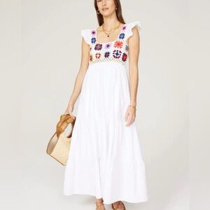 White crochet midi dress super comfortable (size M